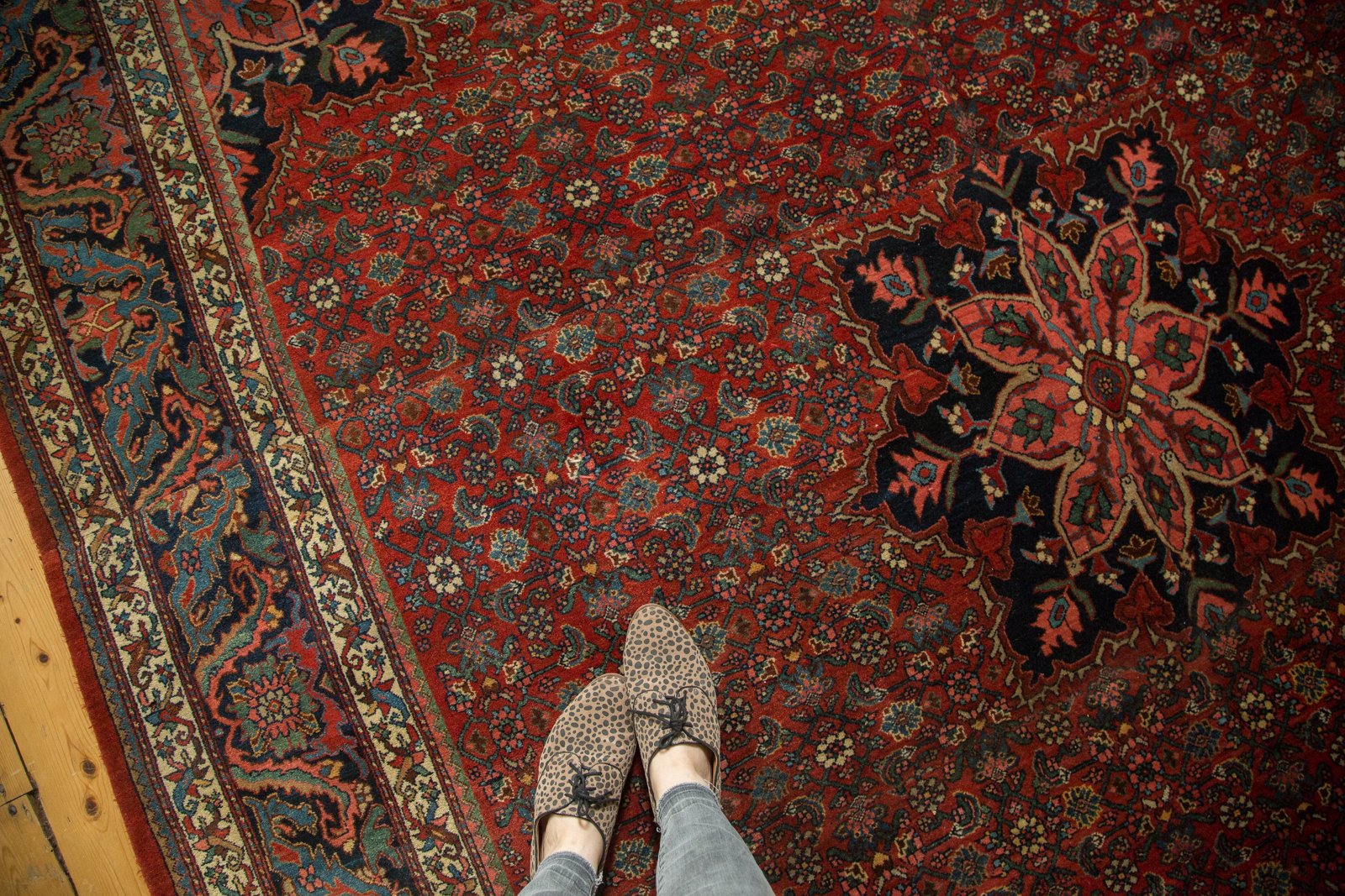 Vintage Fragmented Bijar Square Carpet