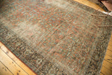 Distressed vintage Mahal rug with gol farang vinery pattern and faded terra cotta field.