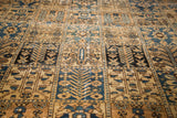 Vintage Bakhtiari carpet's garden of paradise panel design in beige, mallard green.