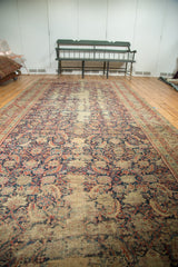 Antique Karabagh rug runner's Herati mahi design, navy and madder red tones, with noticeable wear.