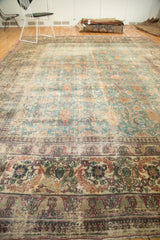 Distressed antique Khorassan border detail with European influenced serrated leaves and Mina Khani motif.