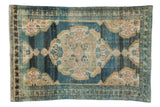 Vintage Hamadan rug with oversize roundel medallion, abrashed blue and ivory field, 4'3