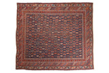 Antique Persian Afshar square carpet, circa 1900, navy field, red and orange boteh, geometric borders, 7'5