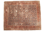 Vintage Persian Mahal carpet, allover Herati motif on indigo ground, madder red border, even foundation wear, 10'10