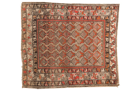 4x5 Antique Hamadan Square Rug // ONH Item sm001327