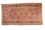 Antique Kurdish Bijar rug, allover herati and diamond medallion pattern in madder red, bronze, and blue. 4'6