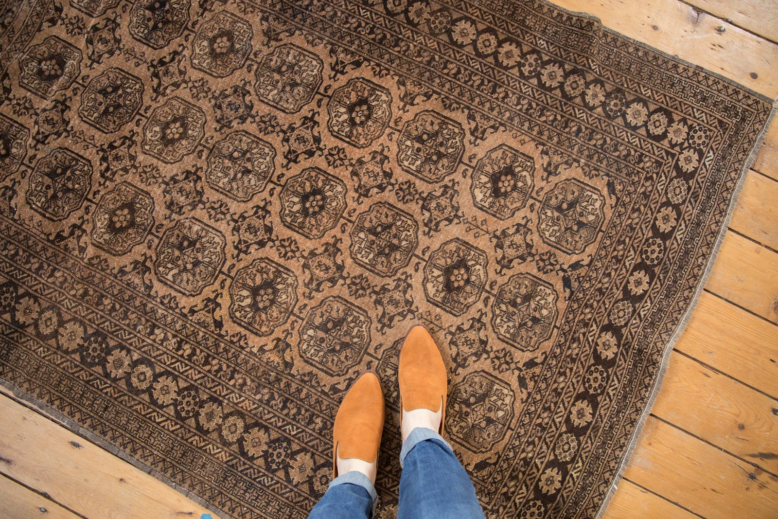 Vintage Distressed Afghan Rug