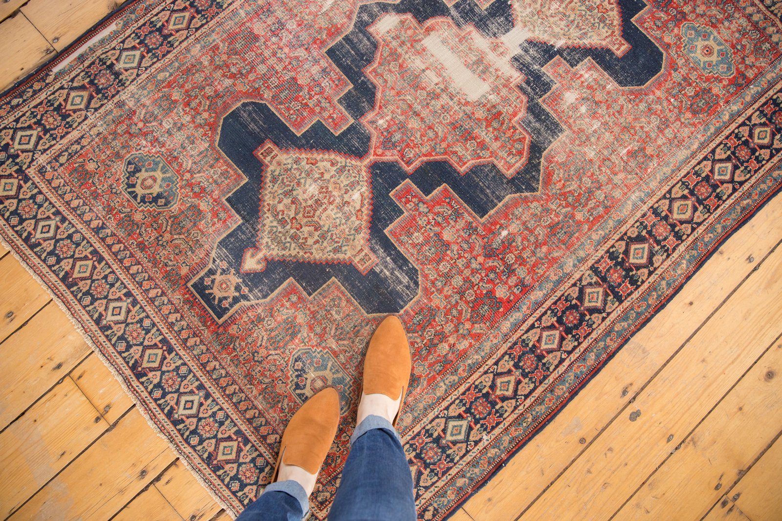 Vintage Distressed Senneh Rug