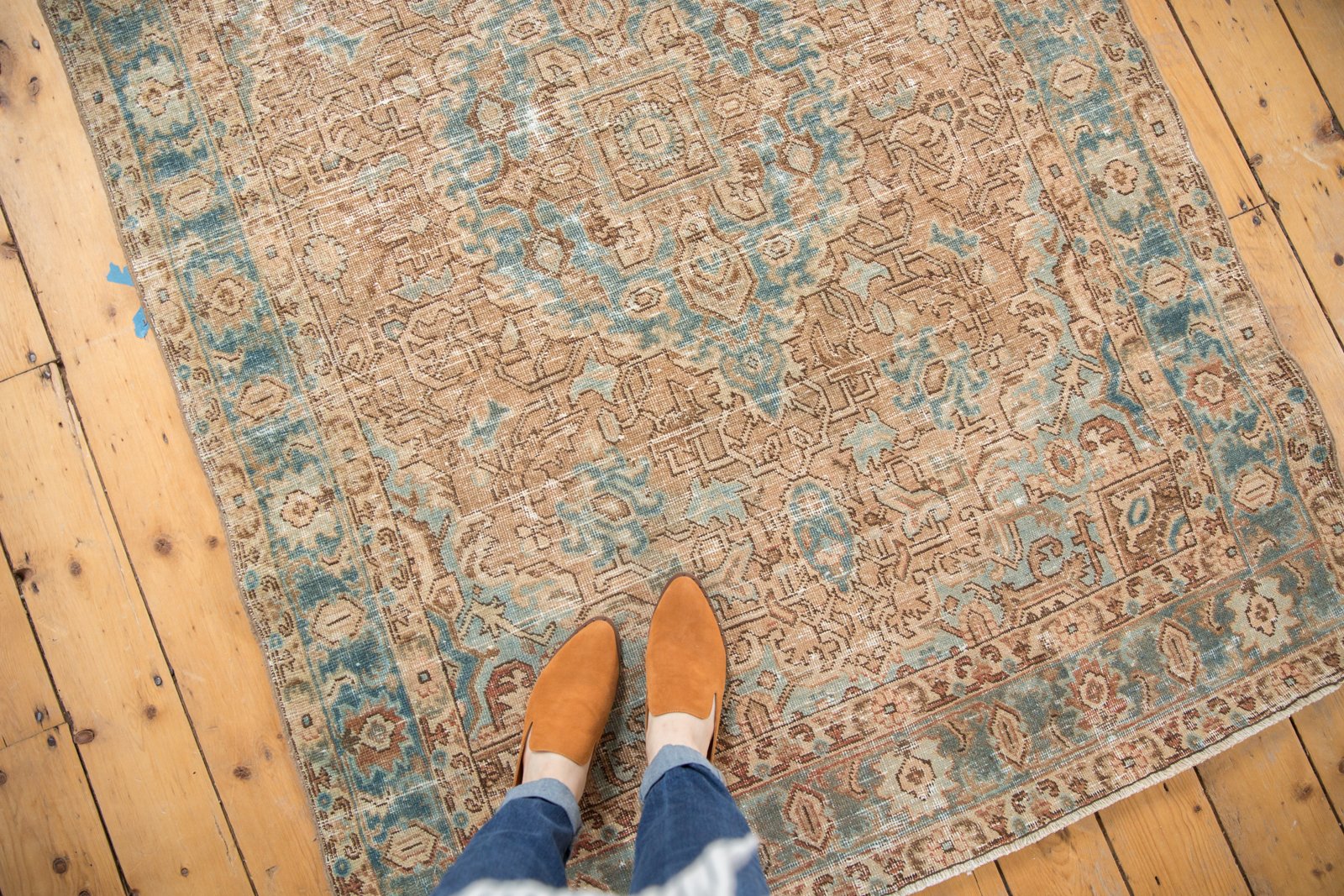 Vintage Distressed Fine Heriz Rug