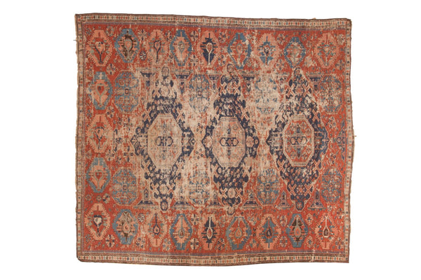 Antique Soumac Fragment Square Carpet
