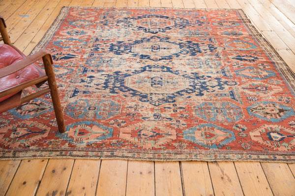 Antique Soumac Fragment Square Carpet