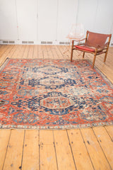 Antique Soumac Fragment Square Carpet