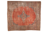 Antique Mahal Carpet, madder red field, diminutive medallion with aged blue and purple.