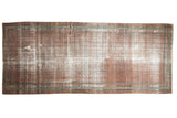 Antique Distressed Malayer runner with allover mir boteh, terra cotta, faded blue, and white wear.