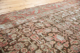 Distressed herati motif texture of antique Karabagh runner, with worn pile and exposed foundation.