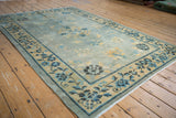 Distressed powder blue, dusty gold, and indigo floral Peking rug, early 20th century.
