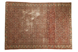 Vintage fragmented Hamadan carpet with allover herati motif, brick red, ivory, and mostly even wear.