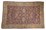 Vintage hand knotted Lilihan carpet, 6x9.5, with unusual purple field and expressive floral vinery.