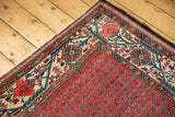 Corner of Malayer carpet, with brick red boteh field and detailed ivory Mir Serbend border.