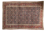 Vintage Bijar carpet, allover Herati motif, navy blue, blush, cherry red, 6'7