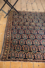 Antique Afshar rug featuring intricate navy, red, gold boteh pattern and soft low pile.