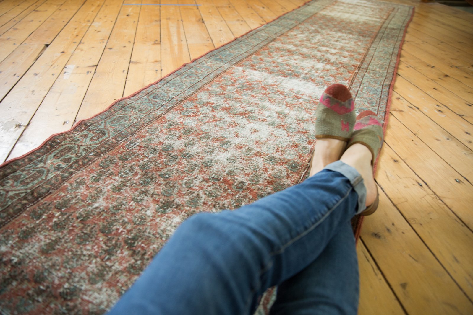 3x14 Vintage Distressed Serbend Rug Runner // ONH Item sm001402 Image 1