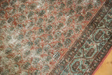 Hard distressed terracotta boteh pattern meets faded green border on vintage Serbend runner.