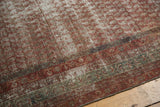 Antique Mir Serbend carpet with wine red field, storied wear, and blue-green borders.