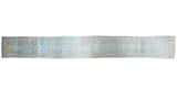 Unusually long vintage distressed Hamadan runner, faded blue and ivory medallions, 3x22.