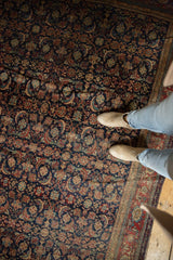 Finely woven vintage Fereghan carpet with rich Herati motif in navy, red, and ivory.