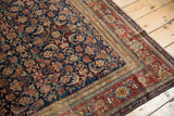 Finely woven vintage Fereghan carpet border with black cherry red and navy Herati motif.