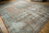 Distressed vintage Kashan showing foundation, knot heads, faded blush and sky blue.