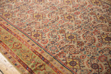 Distressed antique Malayer runner, showing even wear, Herati motif, and pale gem green border.