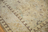 Distressed vintage Tabriz carpet with mostly even wear, ivory, brown pawn motif border.