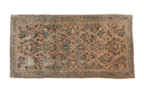 Vintage Distressed Sarouk Runner, allover floral pattern, antique ivory, ocean blue green, brown, worn patina.