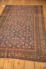 Antique Persian Malayer rug corner, showing fine Herati motif, elaborate borders, and short fringe.
