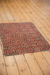 Hand-knotted Persian Mahal rug, cherry red, dusty blue Herati motif, poly-chrome selvage.