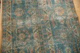 Distressed Mahal runner with ocean blue-green, ivory, terra cotta leaves and vine motifs.