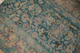Distressed vintage Meshed runner displaying ocean green palmettes, blush vines, and visible foundation.