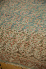 Distressed Malayer rug runner texture revealing faded raspberry, blue botehs, and subtle foundation.