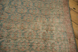 Faded raspberry blush and ocean green germinating seed boteh pattern with surface wear.