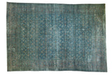 Vintage Distressed Tabriz carpet, allover Herati motif in sapphire blue and faded red, 6'1