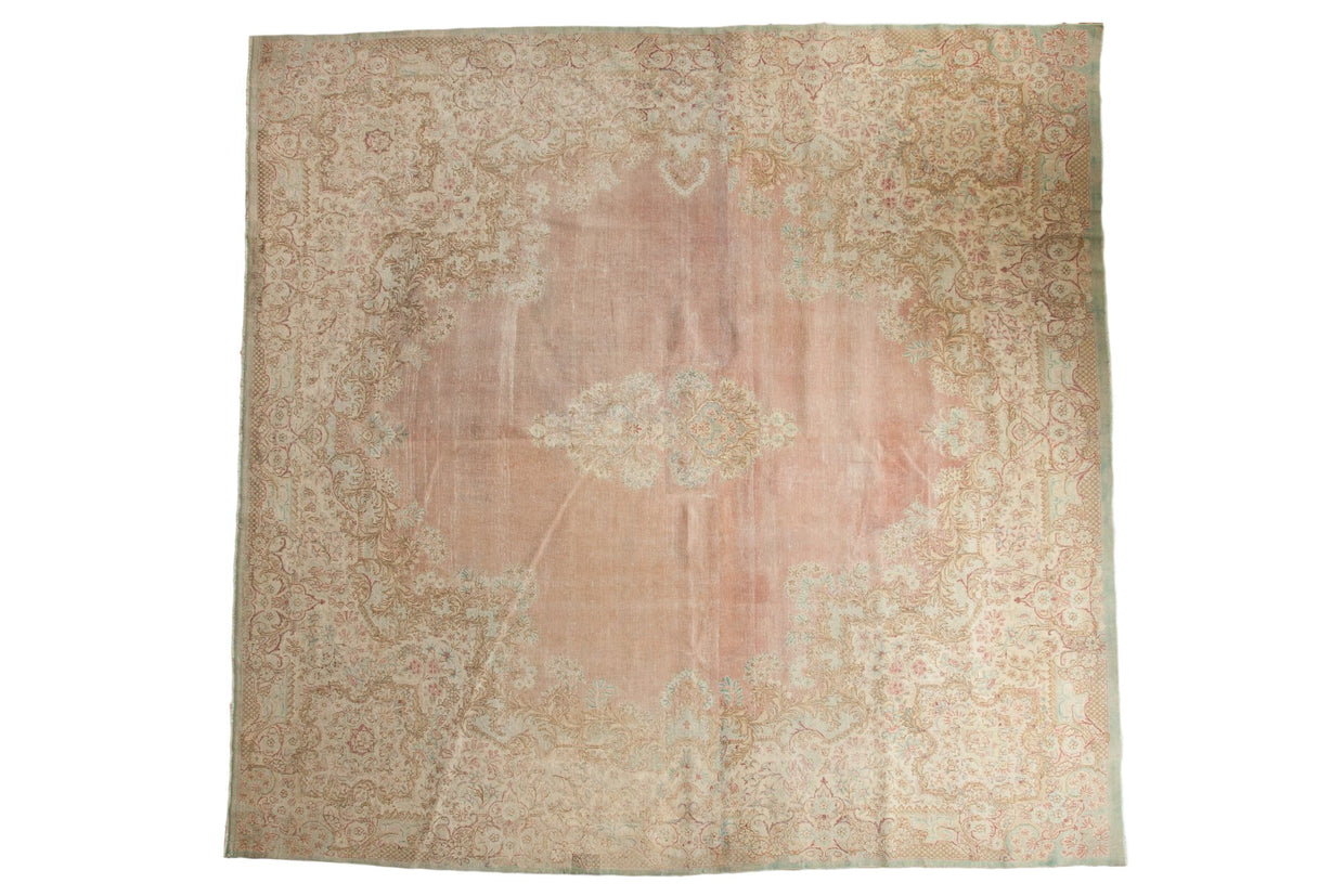 9.5x10 Vintage Distressed Fragment Kerman Square Carpet // ONH Item sm001548