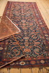 Dense Herati motif, navy, red, green, blue tones on antique hand-knotted Bijar runner.