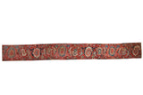 Antique Serapi runner, cherry red with sapphire blue palmettes and scrolling leaf motifs.