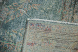 Vintage Distressed Malayer rug with faded blue pile, abrashes, and detailed secured foundation.