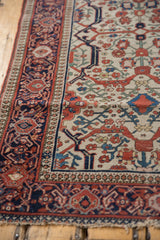 Antique Farahan Sarouk rug with unique samovar turtle design, madder root red, navy, ivory palette.