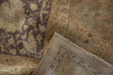 Distressed vintage Sivas carpet pile, revealing worn texture, knot heads, and woven foundation.