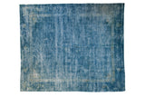 Distressed blue vintage Peking carpet with faded inner border, 7'11
