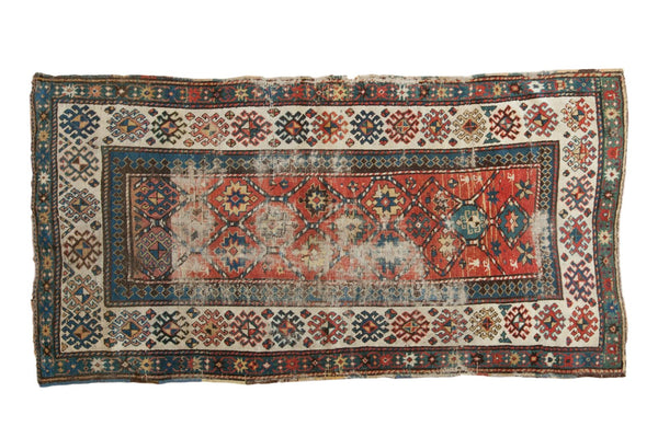 3.5x7 Antique Caucasian Kazak Rug Runner // ONH Item tm01104